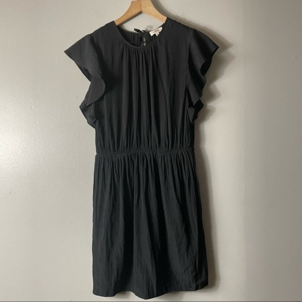 Aritzia Wilfred Black Gathered Waist Open Back Dress